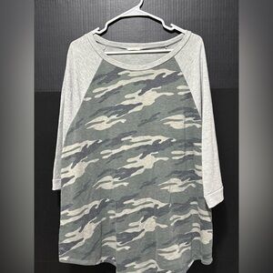 🛷e. Luna Camoflague Gray 3/4 Raglan Sleeve Shirt